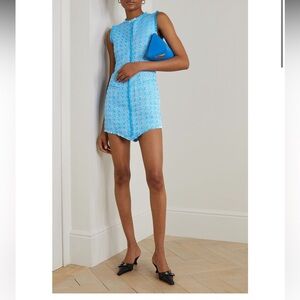 Staud Blue Crystal Tweed Mini Dress, Size 2